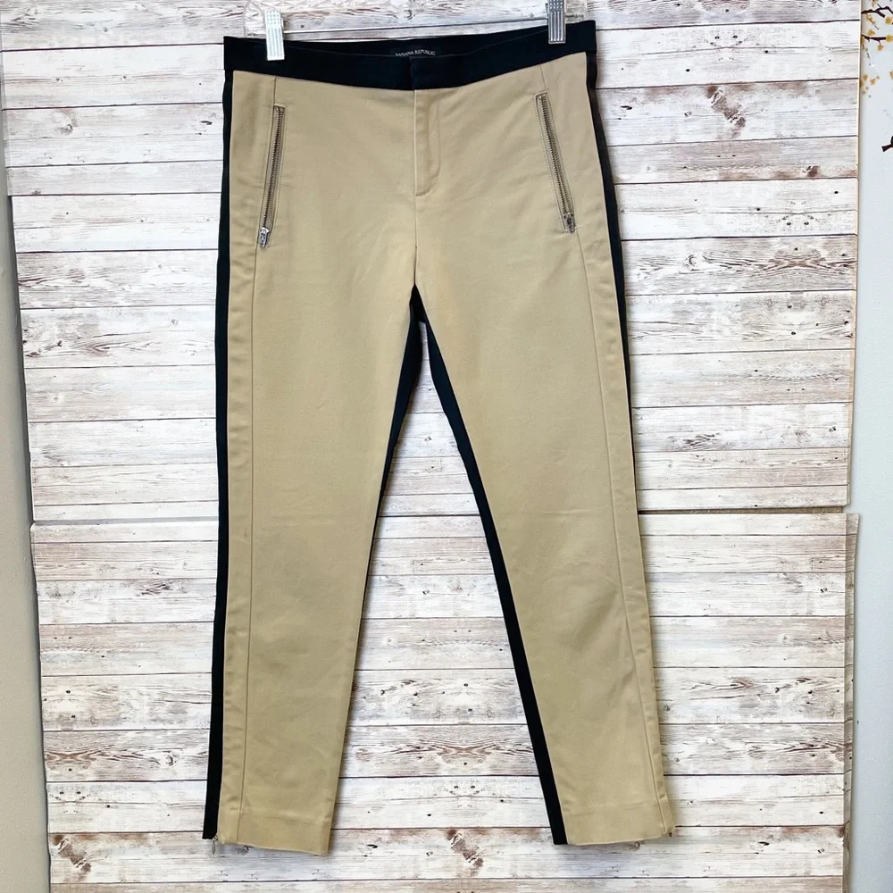 Banana Republic Colorblock Tan & Black Skinny Pants 4p